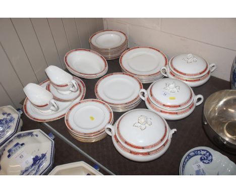 An extensive Royal Worcester "Beaufort" pattern dinner service complete with tureen, sauce boats and various sized plates 