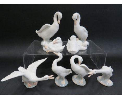 Eight Lladro &amp; Nao Lladro Geese, largest measures 5.5 inches tall. See photos.   (8)