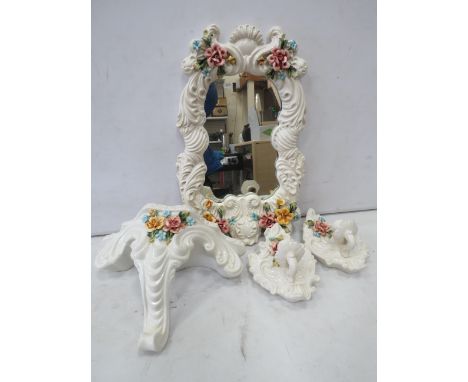 Capodimote Mirror, shelf and candle sconce set.