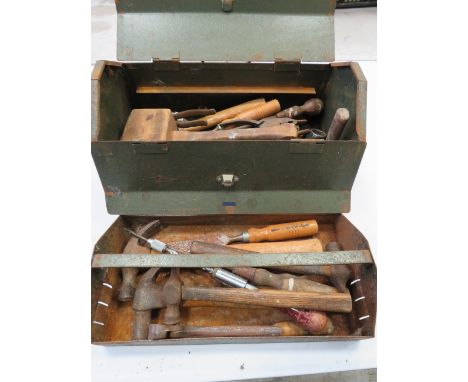 Tool box and selection of vintage tools.