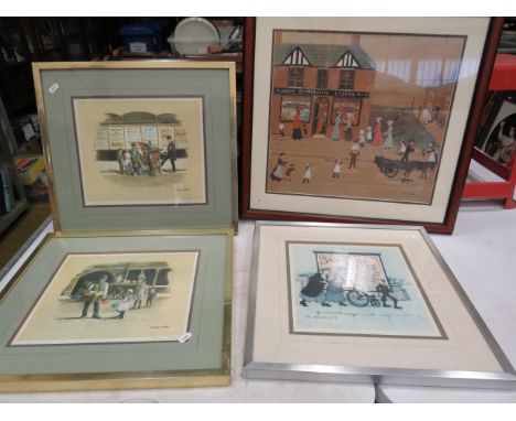 4 framed prints by Seery Lester, M Chapman and Helen Bradley.