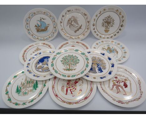 12 Spode Christmas plates 1970 to 1981.