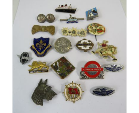 Selection of vintage enamel badges etc.