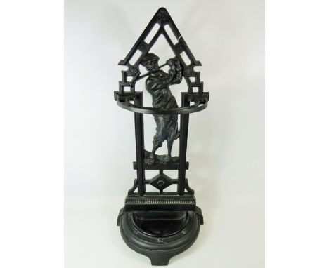 Large metal Reproduction Stick stand as a Golfer in good order.   32 x 13 x 8 inches. See photos. 