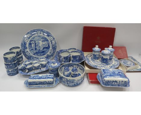 28 Pieces of Spode Blue italian dinnerware and 3 sets of placemats.