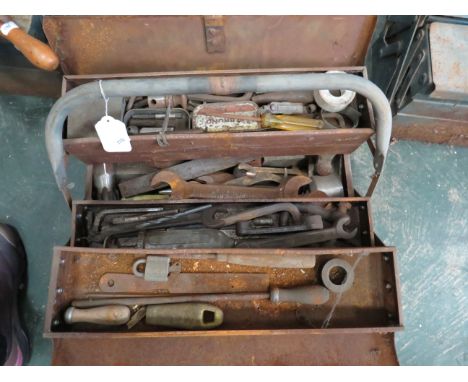 Cantilever tool box and a selection of tools.