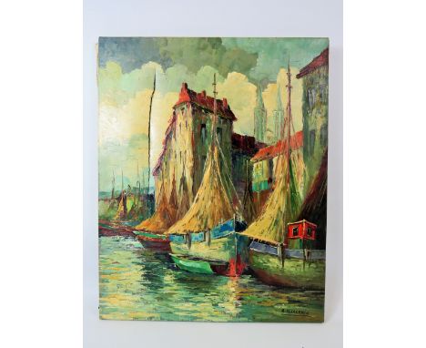 Nicely painted Oil on Canvas of a Harbour scene which has the signature R H Lacroix. Measuring on a stretched frame it measur
