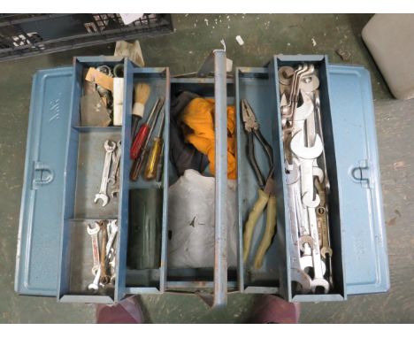 Cantilever tool box and a selection of tools.