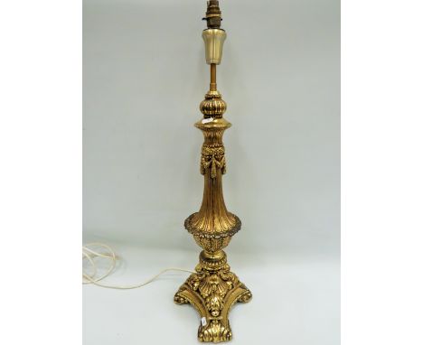 Large gilt metal table lamp 30 inches tall. See photos. 