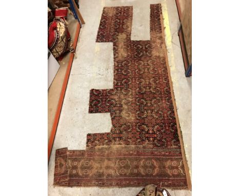 Seven various vintage Agra fragments from two different carpets, varying sizes
