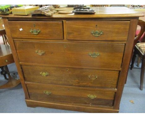 An early 20th century mahogany chest of two short and three long drawers on bracket feet 