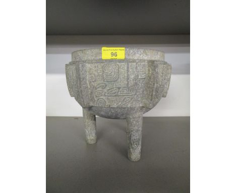 An Inca style archaic metal alloy tripod vessel, probably early 20th century 