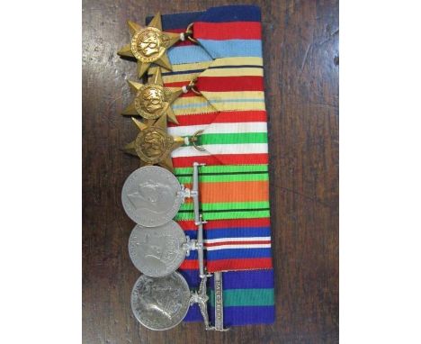 A World War II six-medal campaign group with George VI General Service medal with Palestine bar named to 6343750 Pte W Pratt 