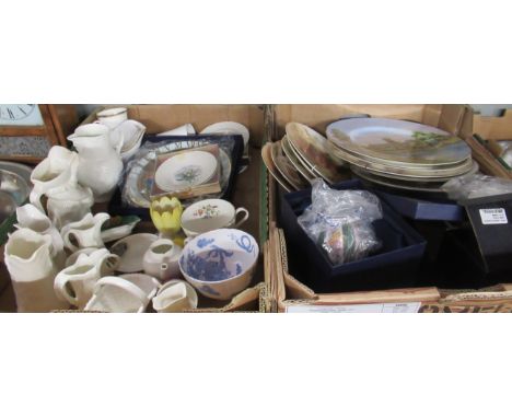 Two boxes of assorted china to include Royal Worcester and collectors plates