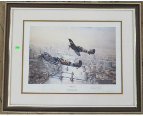 Robert Taylor, coloured print, Victory Salute, with signatures, 15ins x 20.5ins