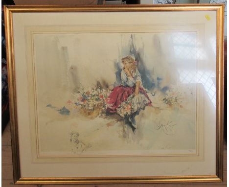 Gordon King, limited edition colour print, flower girl