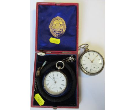 A 19th century silver pair case pocket watch, with inscription for the Harvey family who sailed to Brisbane in 1883, together