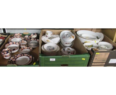 Two boxes of assorted Royal Worcester Evesham pattern china, together with a box of Royal Albert tea ware