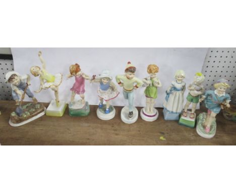 Nine Royal Worcester Days of the Week figures
