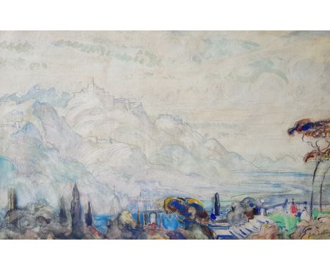 Joseph Alfred Terry (Staithes Group 1872-1939): 'In an Antibes Garden', watercolour signed 26cm x 42cmProvenance: collection 