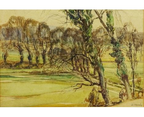 John Charles Moody (British 1884-1962): Wooded Landscape, watercolour over pencil signed 28cm x 41cm Condition Report & Furth