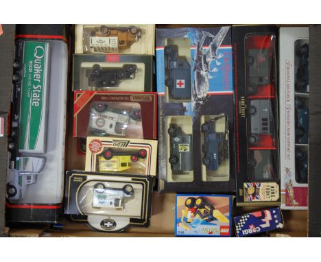 Two boxes of assorted boxed modern issue diecast toy vehicles, to include; Racing Champions 1.64 scale diecast Racing Team Tr