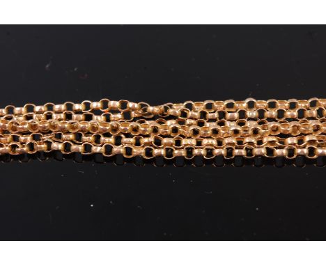 A 9ct gold belcher link guard chain, 14.6g, 148cm