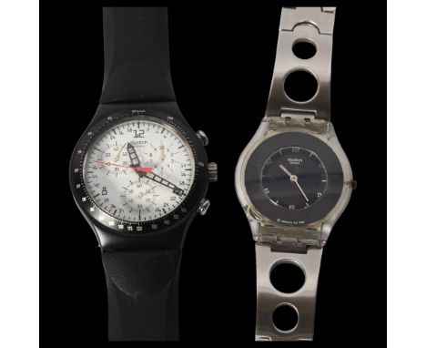 SWATCH - a mid-size Irony chronometer wristwatch, aluminium cased with rubber strap, dial width 42mm, working order, and a Sw