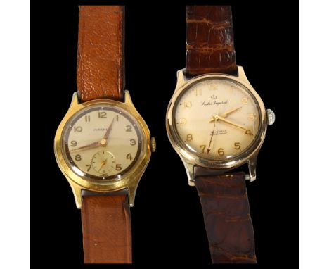 SMITHS IMPERIAL - a gent's mid-size 9ct gold cased mechanical wristwatch, with leather strap, with presentation inscription t