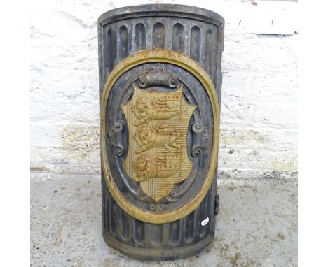 Local interest - A painted cast iron armorial panel, probably from a lamp post, with Cinque Ports coat of arms. 29x54cm. 