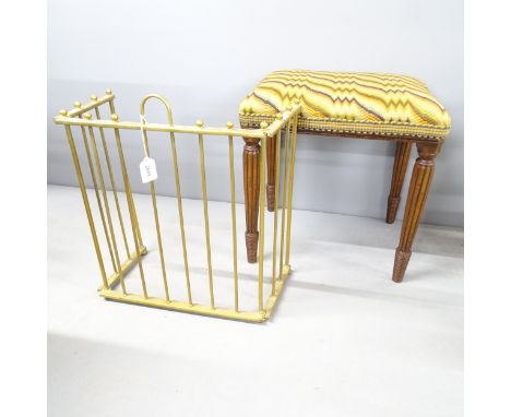A George III piano stool and a brass fire screen (2).