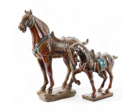 BESWICK, TWO CHINESE TANG DYNASTY STYLE HORSE FIGURES, numbers 2205 and 2137the larger 33.5cm highQty: 2Condition overall is 