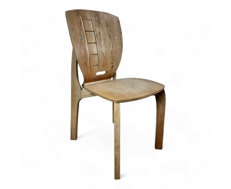 JONATHON ROSE DESIGNS, ASH 'ATTENTIVE' CHAIR AND SIDE TABLE, CONTEMPORARY the chair with carved ladder detail to backthe tabl