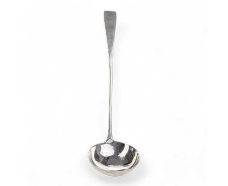 GEORGE III SCOTTISH PROVINCIAL SILVER SOUP LADLE, JOHN EWAN, ABERDEEN with engraved initials to handle34cm longQty: 172g