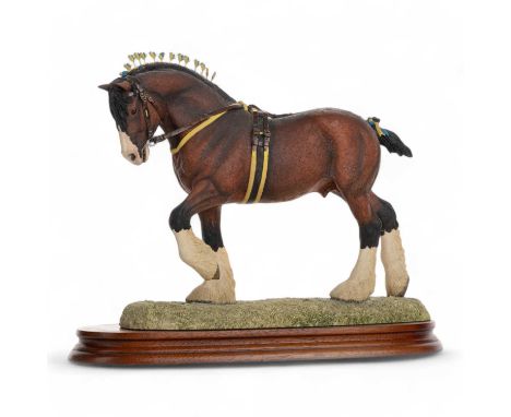 BORDER FINE ARTS, HORSE FIGURE, SUFFOLK STALLION on a wood plinth, limited edition number 881 / 950, with certificate24cm hig