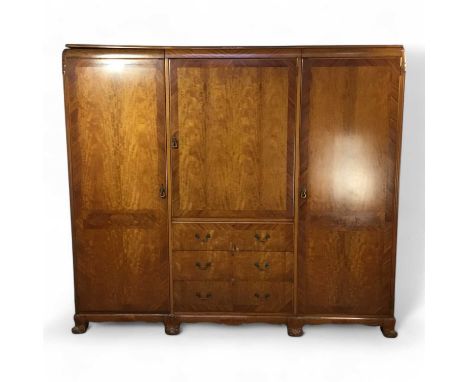 MAHOGANY BEDROOM SUITE, WHYTOCK AND REID, EDINBURGH  comprising three drawer wardrobe, tallboy chest, dressing table, stool, 