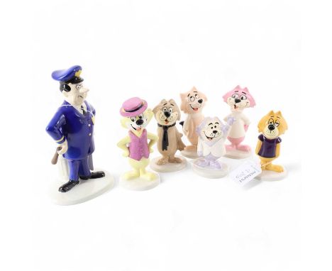 BESWICK, SEVEN TOP CAT FIGURES, comprising Top Cat, Bennie, Brian, Choo-Choo, Spook, Fancy Fancy and Officer DibbleOfficer Di