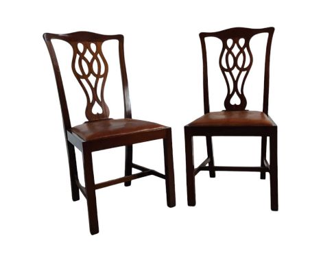 SET OF SIX MAHOGANY DINING CHAIRS, of Chippendale design with drop in seatsQty: 6