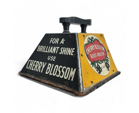 VINTAGE CHERRY BLOSSOM SHOE/BOOT POLISH BOX, EARLY / MID 20TH CENTURY with three pictoral advertising panels, the reverse wit