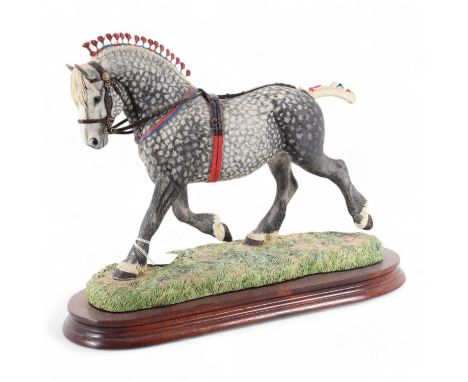 BORDER FINE ARTS, HORSE FIGURE, PERCHERON SUPREME CHAMPION on a wood plinth, limited edition number 568 / 950, with certifica