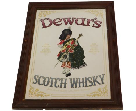 An advertising mirror for Dewar's Scotch whisky, 81cm x 55cm, framed. 