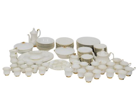 A Royal Albert porcelain Val D'or pattern part tea, coffee and dinner service, to include teapot, coffee pot, teacups and sau