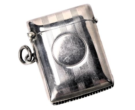 A George III silver Vesta case, with engine turned decoration and vacant round reserve, Joseph Gloucester Ltd, Birmingham 181
