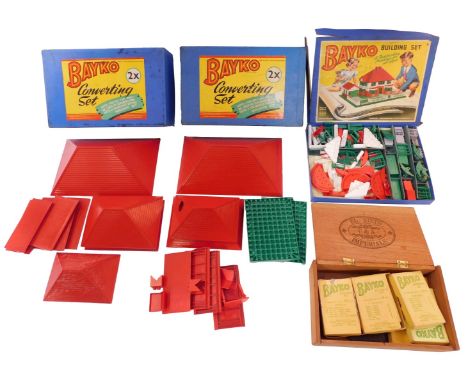 Bayko, comprising two conversion sets, a building set, and various accessories contained in an L Rieto Imperials cigar box. 