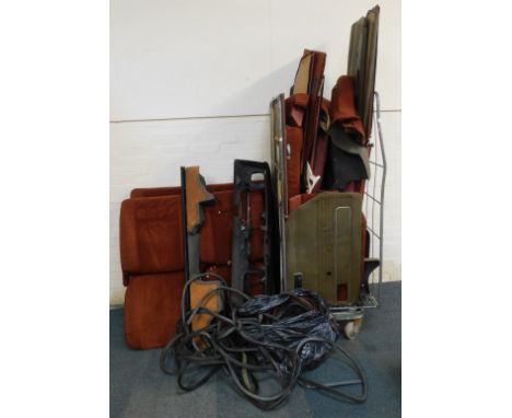 Car interior parts possibly from a Morris, including seats, door cards, etc. (a quantity)