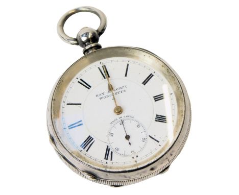 A late 19thC silver cased gentleman's pocket watch, by Kay &amp; Company Worcester, open faced, key wind, circular enamel dia