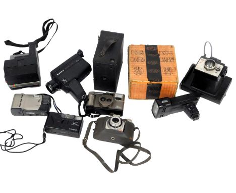 Various cameras, to include a Polaroid Square Shooter 2, Ensign camera, Polaroid Super Colour 635, Halina Super 8, etc. (1 bo