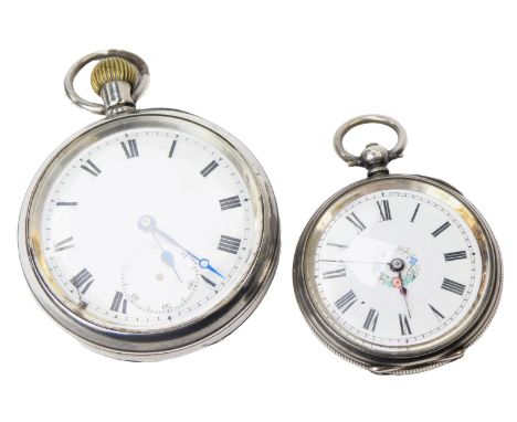 An early 20thC lady's silver cased pocket watch by Camerer Kuss and Company, open faced, key wind, circular enamel dial beari