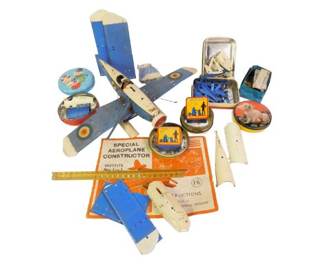 A Meccano Special Aeroplane Constructor Kit, outfits number 1 and 2, partially built with instruction manual. 