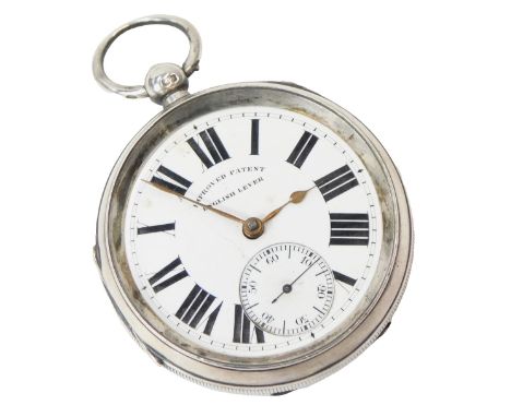 An early 20thC gentleman's silver cased pocket watch, open faced, key wind, circular enamel dial bearing Roman numerals, subs